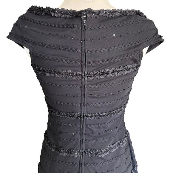 Vtg 90s Y2K TADASHI Dress Designer Sleeveless Black Evening Party Dress Sequins - Picture 5 of 10